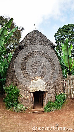 Traditional Dorze tribe house in Chencha Ethiopia Stock Photo