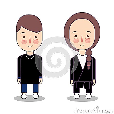traditional dress native hmong tribe form vietnam boy and girl couple costume wearing apparel nationality Vector Illustration
