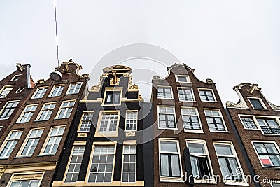 Traditional Dutch architecture colorful houses in Amsterdam, Netherlands. Editorial Stock Photo