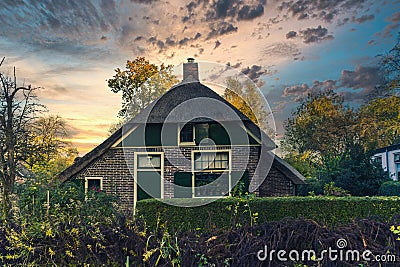 Giethoorn traditional house architecture, Netherlands Editorial Stock Photo