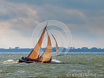 Traditional Dutch sailing ship a `Botter` at the Markermeer Editorial Stock Photo