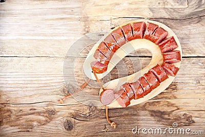 Traditional Dutch smoked sausage called Rookworst Stock Photo