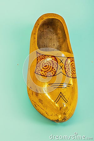 Traditional dutch wooden clog isolated Stock Photo