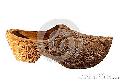 Traditional dutch wooden clog isolated on the white background Stock Photo