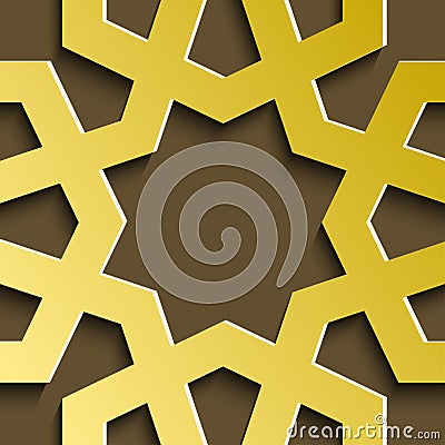 Traditional east geometric decorative pattern gold style. Arabic pattern background. Islamic ornament vector. Vector Illustration