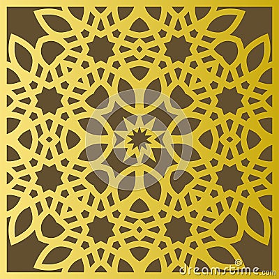 Traditional east geometric decorative pattern gold style. Arabic pattern background. Islamic ornament vector. Vector Illustration