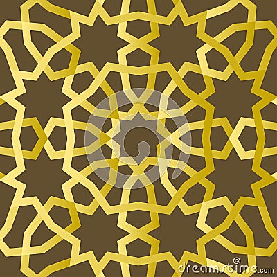 Traditional east geometric decorative pattern gold style. Arabic pattern background. Islamic ornament vector. Vector Illustration
