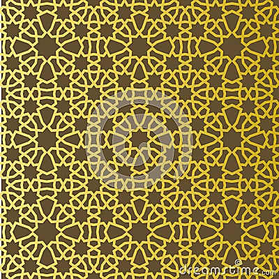 Traditional east geometric decorative pattern gold style. Arabic pattern background. Islamic ornament vector. Vector Illustration