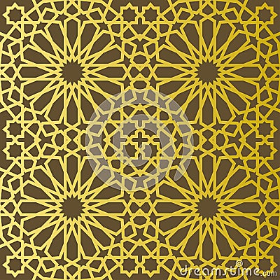 Traditional east geometric decorative pattern gold style. Arabic pattern background. Islamic ornament vector. Vector Illustration