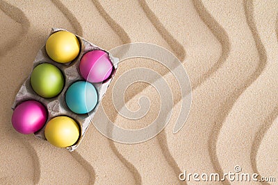 Traditional Easter Egg hunt at the beach Stock Photo