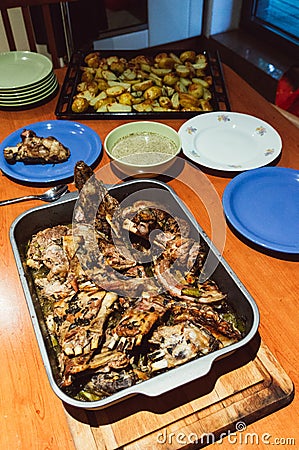 Traditional easter lamb meal Stock Photo