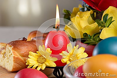 Traditional easter table settings Stock Photo