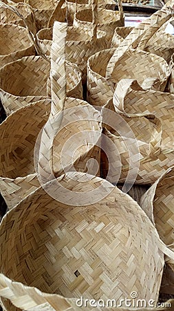 traditional eco-friendly bag made of bamboo Stock Photo