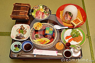 Japanese Kaiseki Cuisine Stock Photo