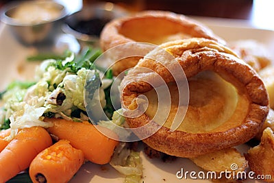 Traditional English sunday roast with yorkshire pudding Stock Photo