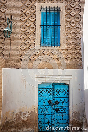 Traditional entrance door of a house in Gafsa,Tunisia Stock Photo