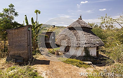 Traditional Ethiopian house. Karat Konso. Ethiopia. Stock Photo