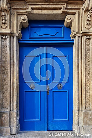 Traditional european facade with entance door Stock Photo