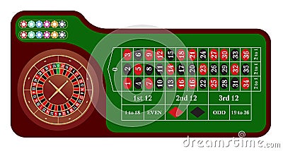 Traditional European Roulette Table. Casino Gambling Concept. Vector Illustration