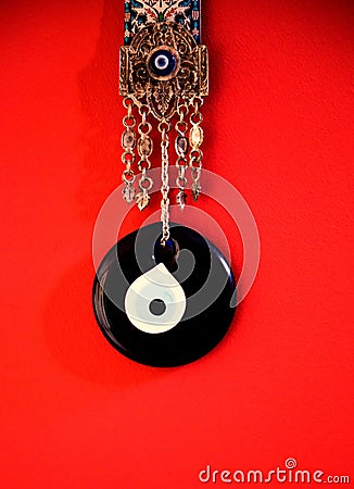 Traditional Evil Eye hanging over a doorway in Turkey Stock Photo