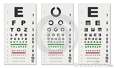 Traditional Eye Test Charts Vector Illustration