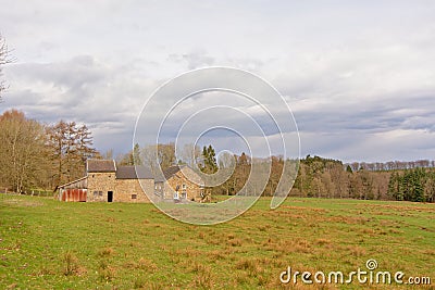 Traditional farm in an Ardennes landscape Editorial Stock Photo