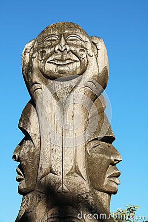 Traditional First Nation carvings near Squamish, British Columbia Stock Photo