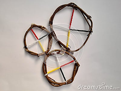 Traditional first nations medicine wheel made by a first nations person in Canada Stock Photo