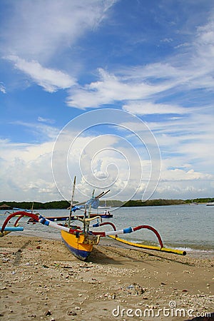 Traditional Fish Boat at The Shore at Serangan #1 Stock Photo