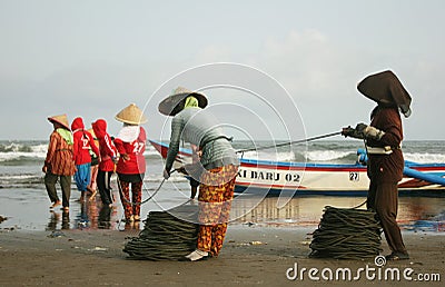 Traditional Fisherman Wife Help Her Friend Editorial Stock Photo