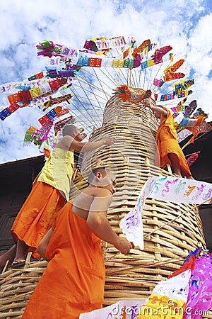 Traditional flags on sand pagoda Editorial Stock Photo