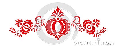 Traditional folk ornament, the Moravian ornament from region Slovacko, floral embroidery symbol Vector Illustration