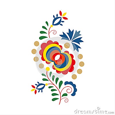 Traditional folk ornament and pattern, floral embroidery symbol Vector Illustration