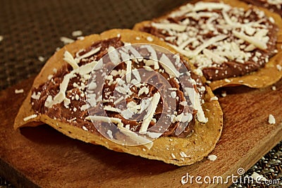 Fried tortilla with beens typican food from Honduras Stock Photo