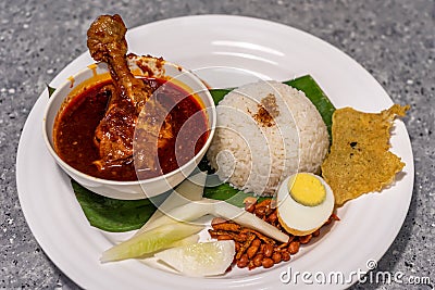 Traditional popular Malaysian Nasi Lemak - Traditional Food photography Stock Photo