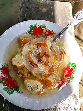 Traditional food from soya beand and sliced bread Stock Photo