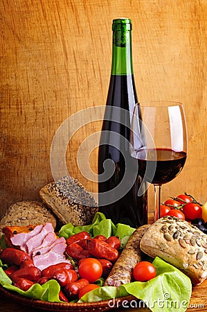 Traditional food and wine Stock Photo