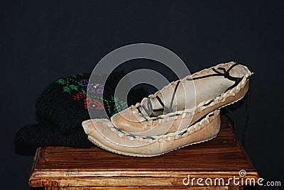 Traditional footwear from Serbia Stock Photo