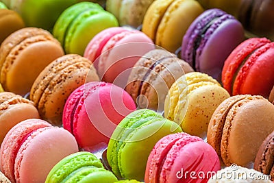 Traditional french colorful macarons in a box Stock Photo