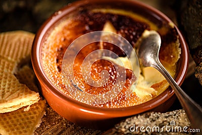 Traditional french creme brulee dessert Stock Photo