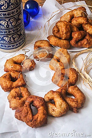 Moroccan Donuts - `Sfenj` also eaten in Hanuka holiday Stock Photo