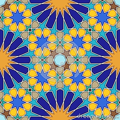 Traditional geometric colorful arabic islamic seamless pattern Cartoon Illustration