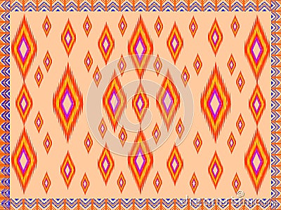 Traditional geometric ethnic embroidered ikat fabric pattern Vector Illustration