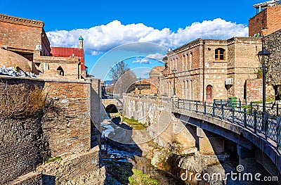 Traditional georgian architecture in the old town of Tbilisi Stock Photo