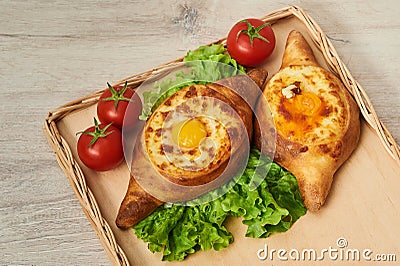 Traditional Georgian dish of cheese-filled bread Stock Photo