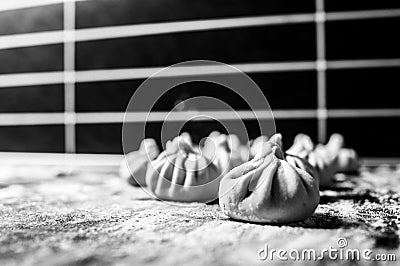 Traditional georgian dumplings, khinkali Stock Photo