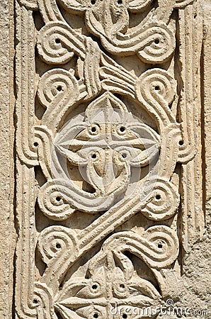 Traditional georgian floral ornament,Bagrati Cathedral,Kutaisi Stock Photo