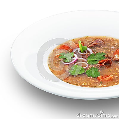 Traditional georgian hot tasty soup kharcho Stock Photo