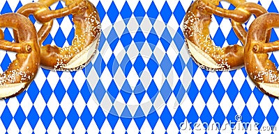 Traditional german bavarian festival Oktoberfest with pretzels, beer and gingerbread heart Stock Photo