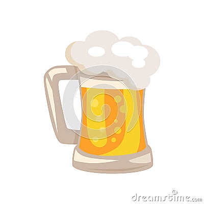 Traditional Glass of Beer with White Foam Vector Vector Illustration